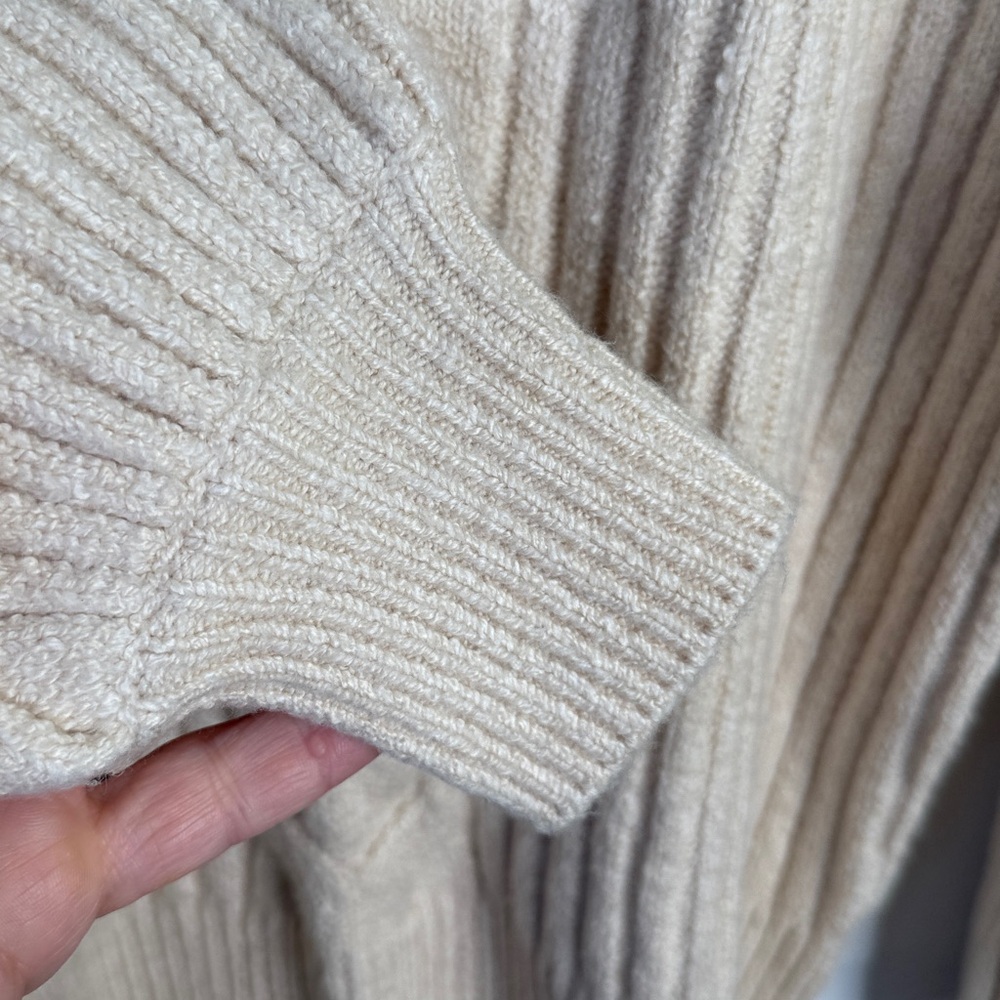 Draper James Quarter Gold Zipper Cableknit Sweater in Cream Ivory NEW W2011 Sz S - Picture 7 of 12